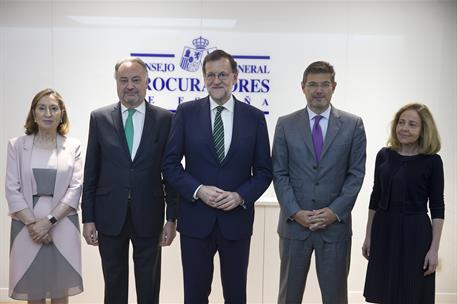 1/06/2016. Rajoy inaugura la nueva sede del Consejo General de Procuradores de España. El presidente del Gobierno, Mariano Rajoy, junto al m...