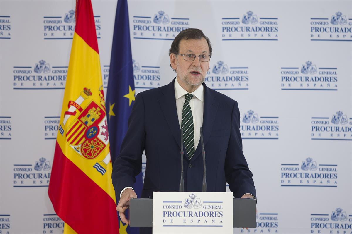 1/06/2016. Rajoy inaugura la nueva sede del Consejo General de Procuradores de España. El presidente del Gobierno en funciones, Mariano Rajo...