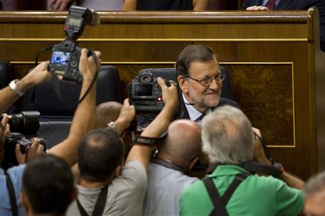2/09/2016. Mariano Rajoy asiste a la sesión de investidura. El presidente del Gobierno en funciones y candidato a la reelección, Mariano Raj...
