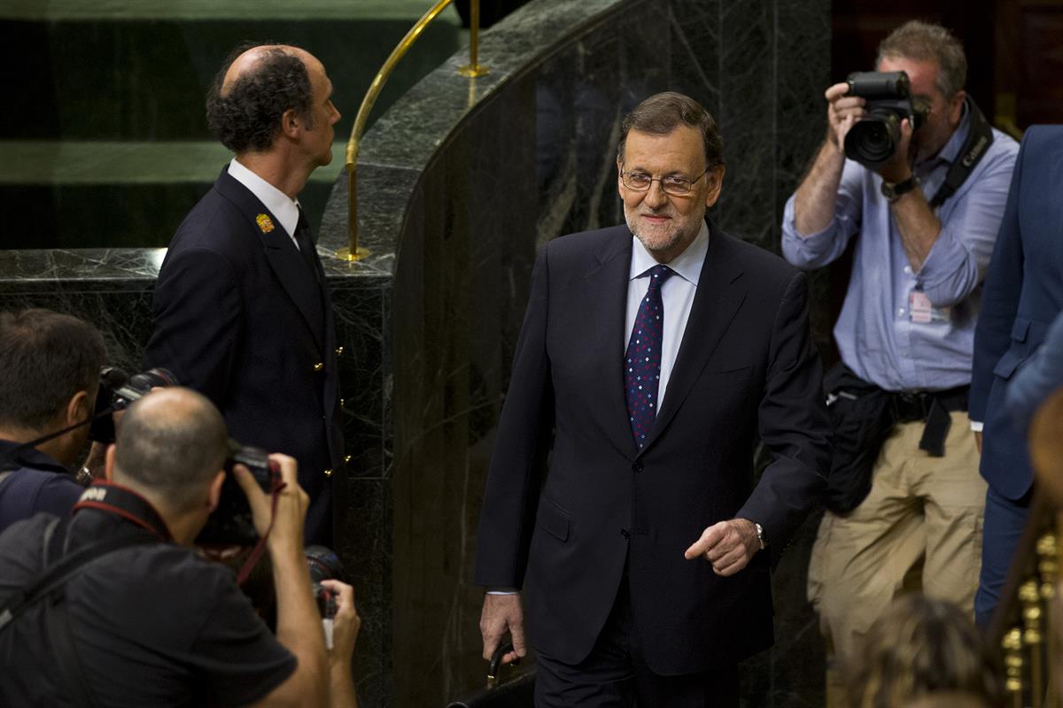 2/09/2016. Mariano Rajoy asiste a la sesión de investidura. El presidente del Gobierno en funciones y candidato a la reelección, Mariano Raj...