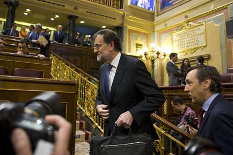 6/04/2016. Rajoy informa sobre el Consejo Europeo. El presidente del Gobierno en funciones, Mariano Rajoy, a su llegada al Congreso y para i...