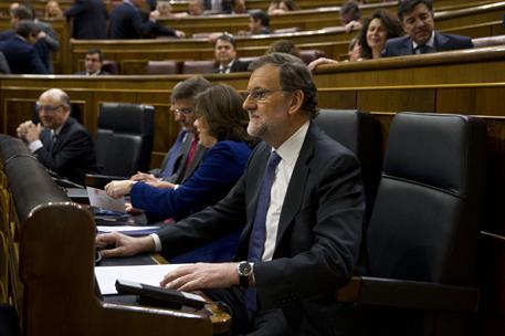 6/04/2016. Rajoy informa sobre el Consejo Europeo. El presidente del Gobierno en funciones, Mariano Rajoy, antes de comparecer en el Congres...