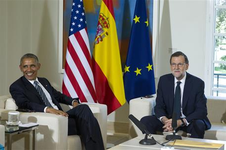 10/07/2016. Rajoy recibe a Obama en La Moncloa. El presidente del Gobierno en funciones, Mariano Rajoy, durante su reunión con el presidente...
