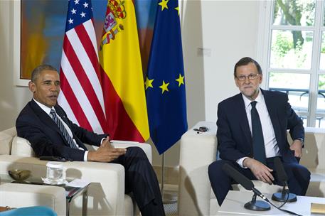 10/07/2016. Rajoy recibe a Obama en La Moncloa. El presidente del Gobierno en funciones, Mariano Rajoy, durante su reunión con el presidente...