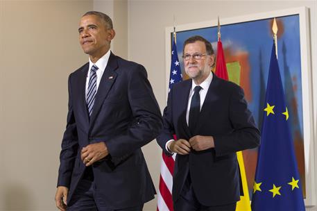 10/07/2016. Rajoy recibe a Obama en La Moncloa. El presidente del Gobierno en funciones, Mariano Rajoy, y el presidente de los Estados Unido...