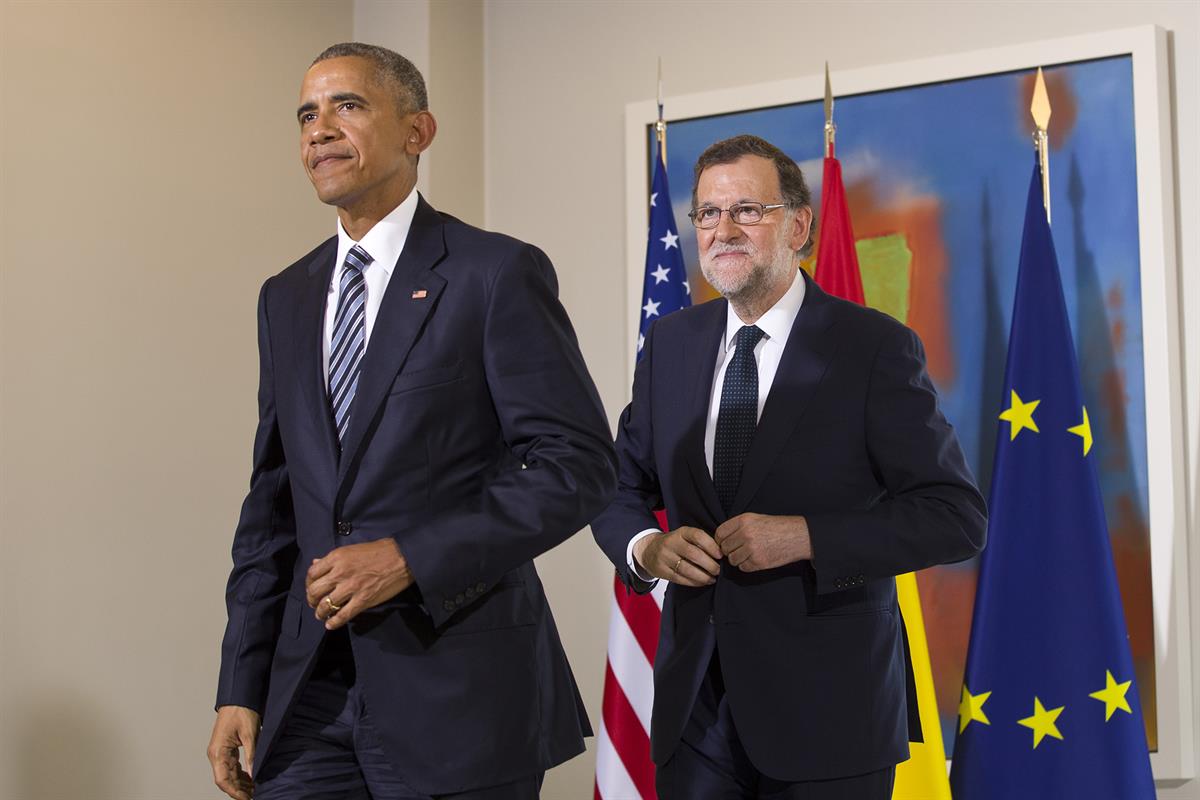 10/07/2016. Rajoy recibe a Obama en La Moncloa. El presidente del Gobierno en funciones, Mariano Rajoy, y el presidente de los Estados Unido...