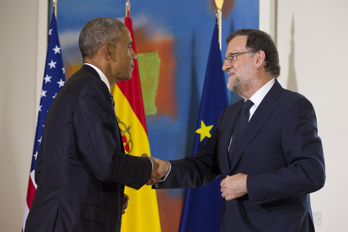 10/07/2016. Rajoy recibe a Obama en La Moncloa. El presidente del Gobierno en funciones, Mariano Rajoy, y el presidente de los Estados Unido...