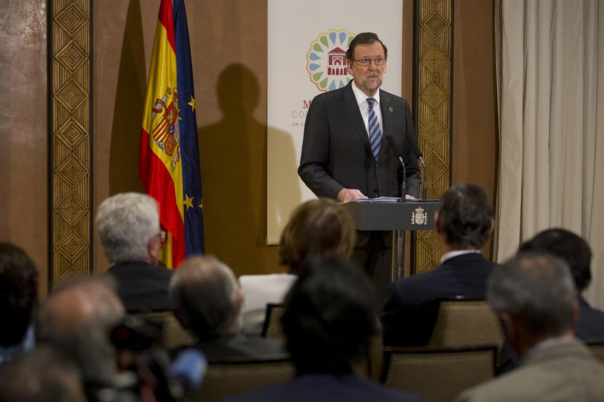 15/11/2016. Rajoy participa en Marrakech en la Cumbre sobre Cambio Climático. El presidente del Gobierno, Mariano Rajoy, durante la rueda de...