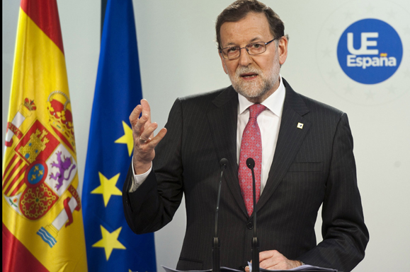 18/03/2016. Rajoy ofrece una rueda de prensa tras el Consejo Europeo. El presidente del Gobierno en funciones, Mariano Rajoy, durante la rue...