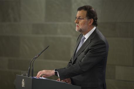 20/04/2016. Rajoy recibe al presidente de la Generalitat de Cataluña. Comparecencia del presidente del Gobierno en funciones, Mariano Rajoy,...