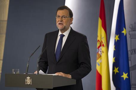 24/06/2016. Declaración institucional de Rajoy sobre el Brexit. El presidente del Gobierno en funciones, Mariano Rajoy, durante su comparece...