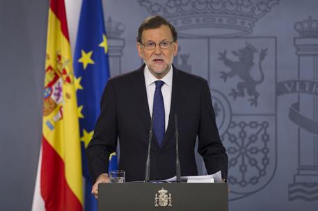 24/06/2016. Declaración institucional de Rajoy sobre el Brexit. El presidente del Gobierno en funciones, Mariano Rajoy, durante su comparece...