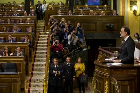 26/10/2016. Mariano Rajoy asiste al debate de investidura. Primera jornada. El presidente del Gobierno en funciones y candidato a la reelecc...