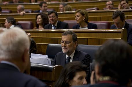 27/10/2016. Mariano Rajoy asiste al debate de investidura. Segunda jornada. El presidente del Gobierno en funciones y candidato a la reelecc...