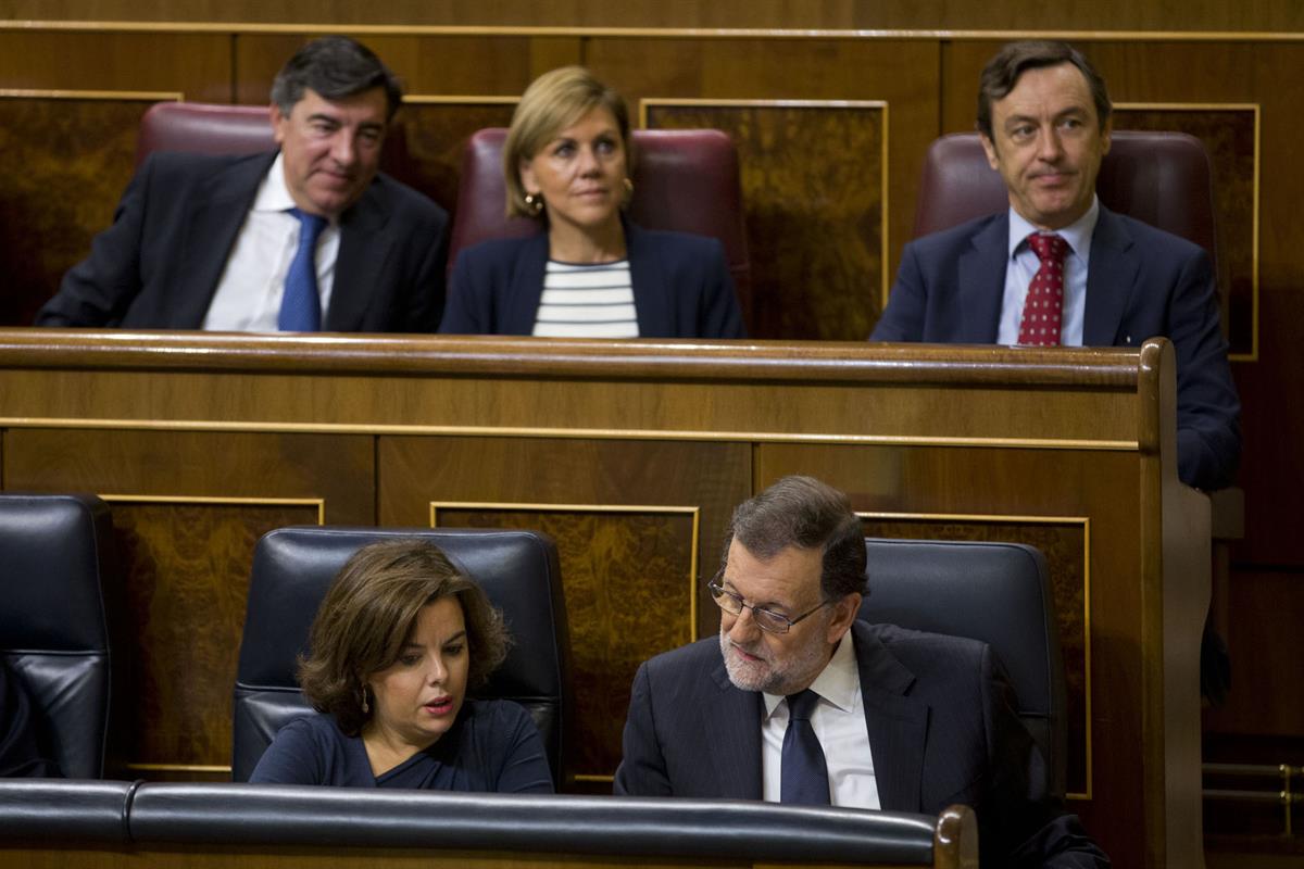 27/10/2016. Mariano Rajoy asiste al debate de investidura. Segunda jornada. El presidente del Gobierno en funciones y candidato a la reelecc...