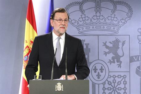 28/07/2016. Comparecencia de Rajoy tras reunirse con el Rey. El presidente del Gobierno en funciones, Mariano Rajoy, comparece en rueda de p...