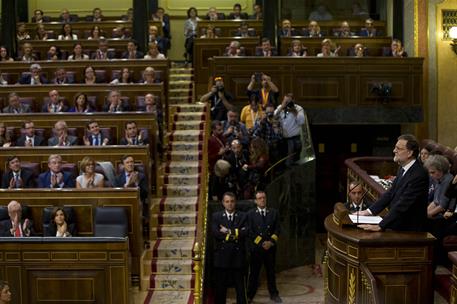 29/10/2016. Debate de investidura. Segunda sesión. El presidente del Gobierno en funciones y candidato a la reelección, Mariano Rajoy, duran...