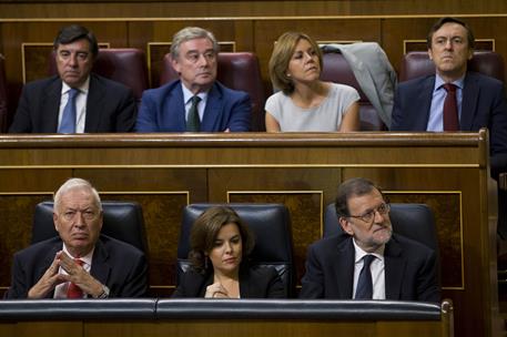 29/10/2016. Debate de investidura. Segunda sesión. El presidente del Gobierno en funciones y candidato a la reelección, Mariano Rajoy, asist...