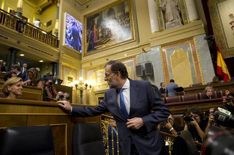 30/08/2016. Mariano Rajoy durante la sesión de investidura. (Primera jornada). El presidente del Gobierno en funciones y candidato a la reel...