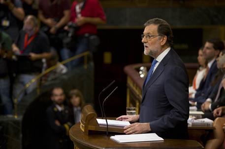 30/08/2016. Mariano Rajoy durante la sesión de investidura. (Primera jornada). Intervención del presidente del Gobierno en funciones y candi...