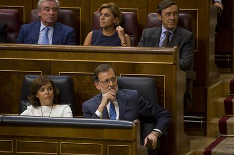 30/08/2016. Mariano Rajoy durante la sesión de investidura. (Primera jornada). El presidente del Gobierno en funciones y candidato a la reel...