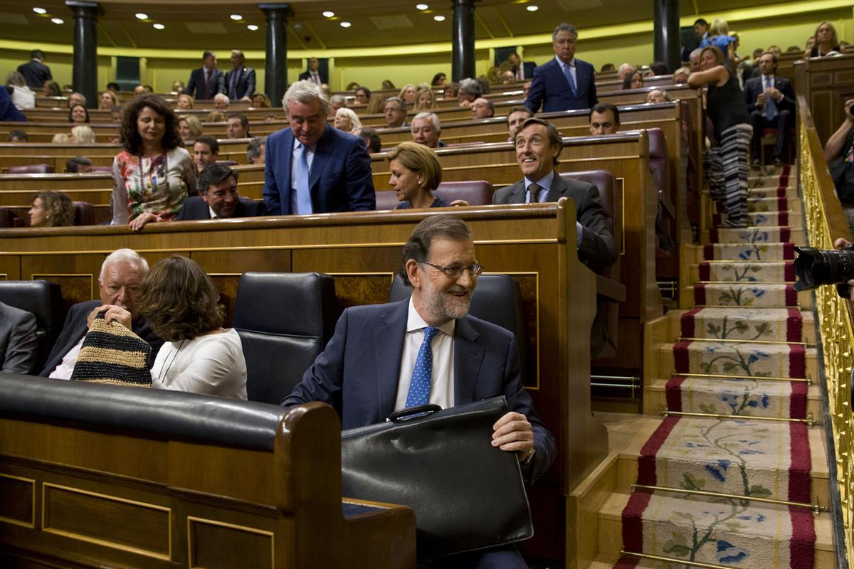 30/08/2016. Mariano Rajoy durante la sesión de investidura. (Primera jornada). El presidente del Gobierno en funciones y candidato a la reel...