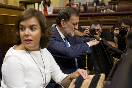 30/08/2016. Mariano Rajoy durante la sesión de investidura. (Primera jornada). El presidente del Gobierno en funciones y candidato a la reel...