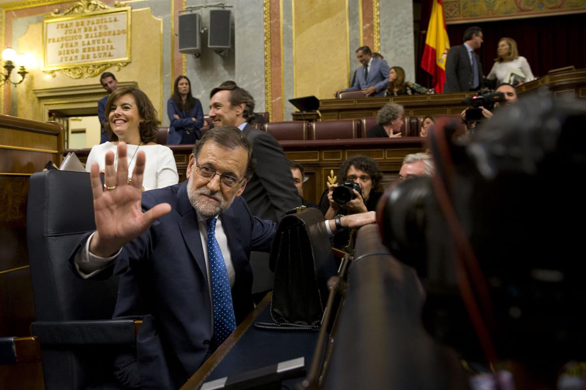 30/08/2016. Mariano Rajoy durante la sesión de investidura. (Primera jornada). El presidente del Gobierno en funciones y candidato a la reel...