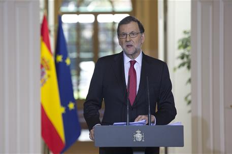 30/12/2016. Rueda de prensa del presidente Rajoy. El presidente del Gobierno, Mariano Rajoy, durante la rueda de prensa en La Moncloa en la ...