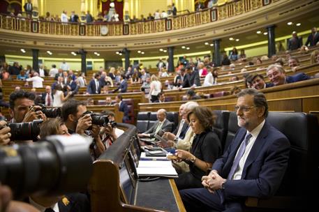 31/08/2016. Mariano Rajoy asiste a la sesión de investidura. El presidente del Gobierno en funciones y candidato a la reelección, Mariano Ra...