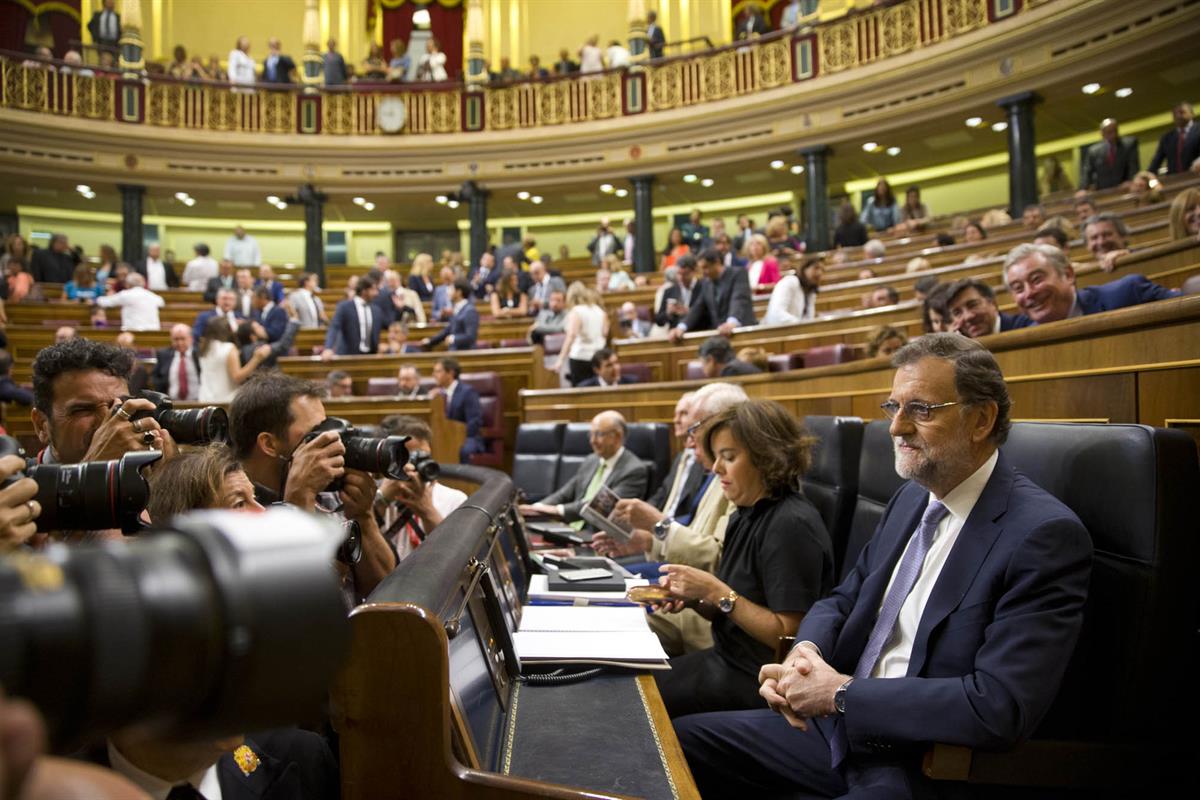31/08/2016. Mariano Rajoy asiste a la sesión de investidura. El presidente del Gobierno en funciones y candidato a la reelección, Mariano Ra...