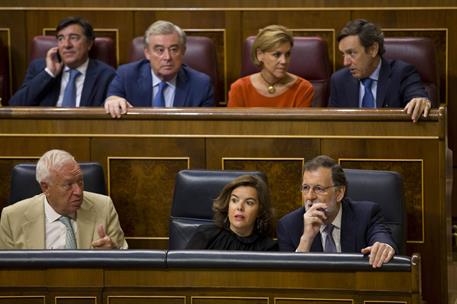 31/08/2016. Mariano Rajoy asiste a la sesión de investidura. El presidente del Gobierno en funciones y candidato a la reelección, Mariano Ra...