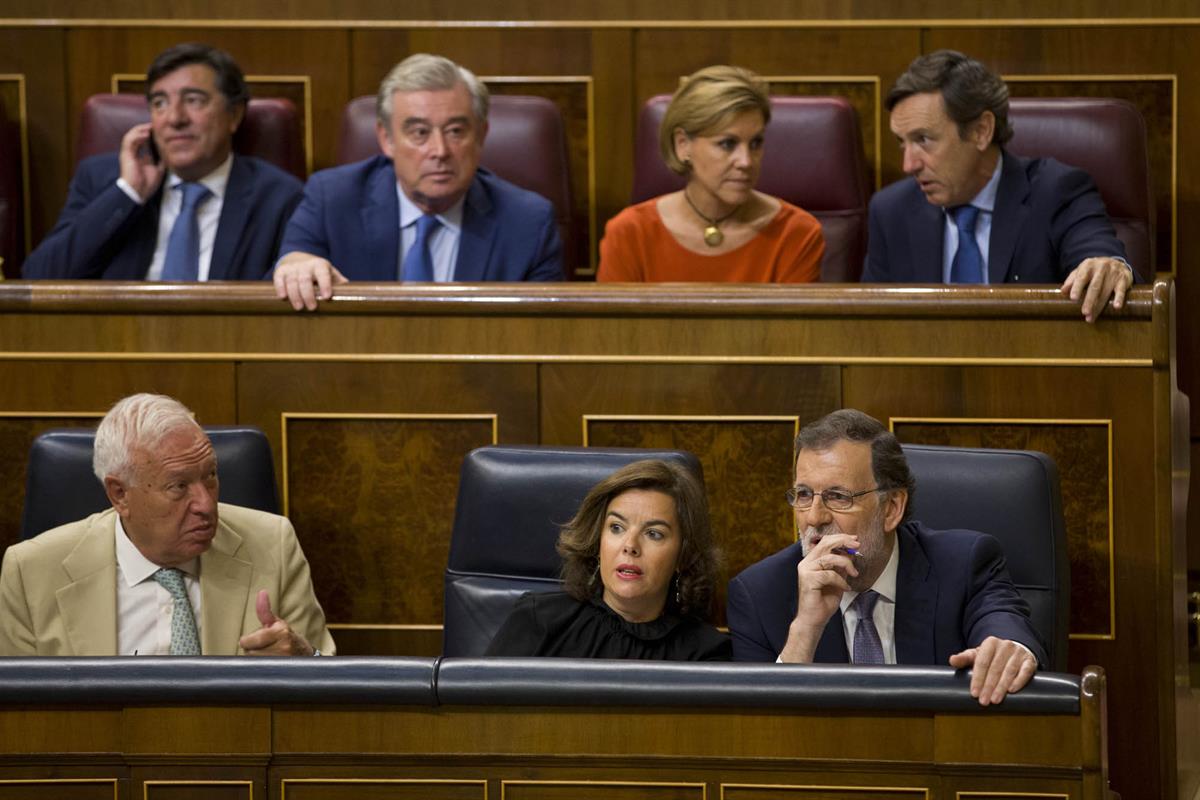 31/08/2016. Mariano Rajoy asiste a la sesión de investidura. El presidente del Gobierno en funciones y candidato a la reelección, Mariano Ra...