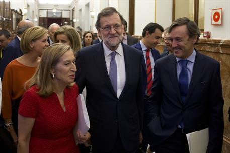 31/08/2016. Mariano Rajoy asiste a la sesión de investidura. El presidente del Gobierno en funciones y candidato a la reelección, Mariano Ra...
