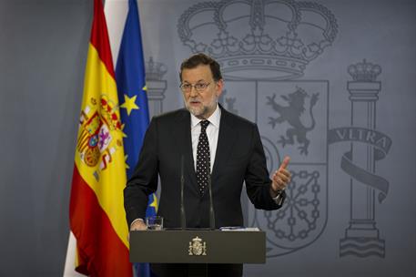 22/01/2016. Declaración de Rajoy tras su reunión con el Rey. El presidente del Gobierno en funciones, Mariano Rajoy, comparece en rueda de p...