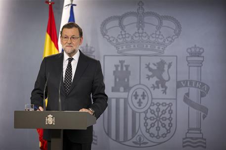 22/01/2016. Declaración de Rajoy tras su reunión con el Rey. El presidente del Gobierno en funciones, Mariano Rajoy, comparece en rueda de p...