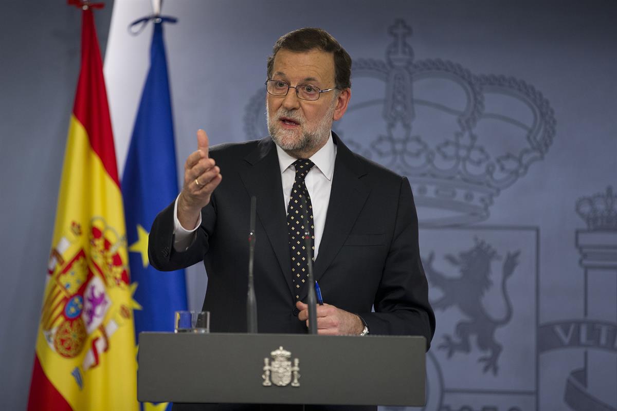 22/01/2016. Declaración de Rajoy tras su reunión con el Rey. El presidente del Gobierno en funciones, Mariano Rajoy, comparece en rueda de p...