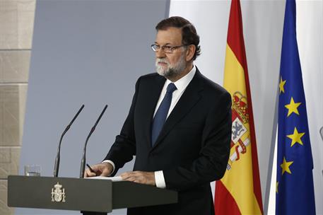 1/10/2017. Comparecencia del presidente del Gobierno en La Moncloa. El presidente del Gobierno, Mariano Rajoy, comparece en La Moncloa para ...