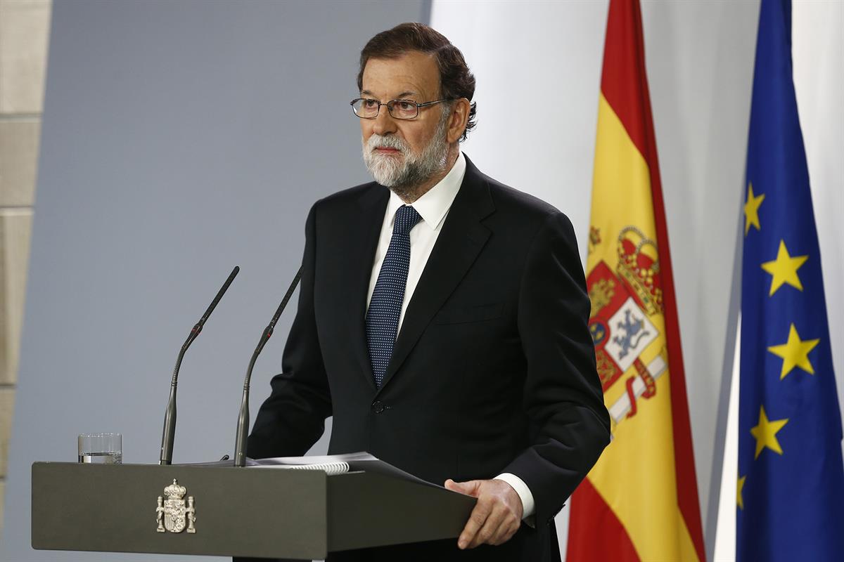 1/10/2017. Comparecencia del presidente del Gobierno en La Moncloa. El presidente del Gobierno, Mariano Rajoy, comparece en La Moncloa para ...