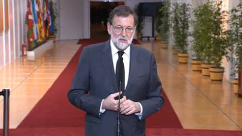 5/12/2017. Mariano Rajoy en la capilla ardiente de Manuel Marín. El presidente del Gobierno, Mariano Rajoy, dedica unas palabras a Manuel ma...