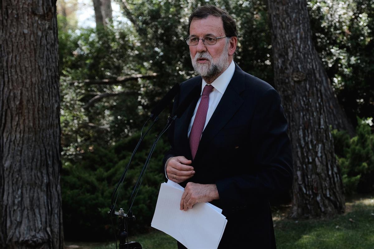 7/08/2017. El presidente del Gobierno, recibido en despacho por el Rey. El presidente del Gobierno, Mariano Rajoy, durante la rueda de prens...