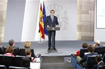 El presidente del Gobierno, Mariano Rajoy, durante su comparecencia en La Moncloa