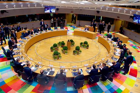 10/03/2017. Rajoy asiste al Consejo Europeo (segunda jornada). Vista general de los líderes de la Unión Europea (UE) reunidos durante el seg...