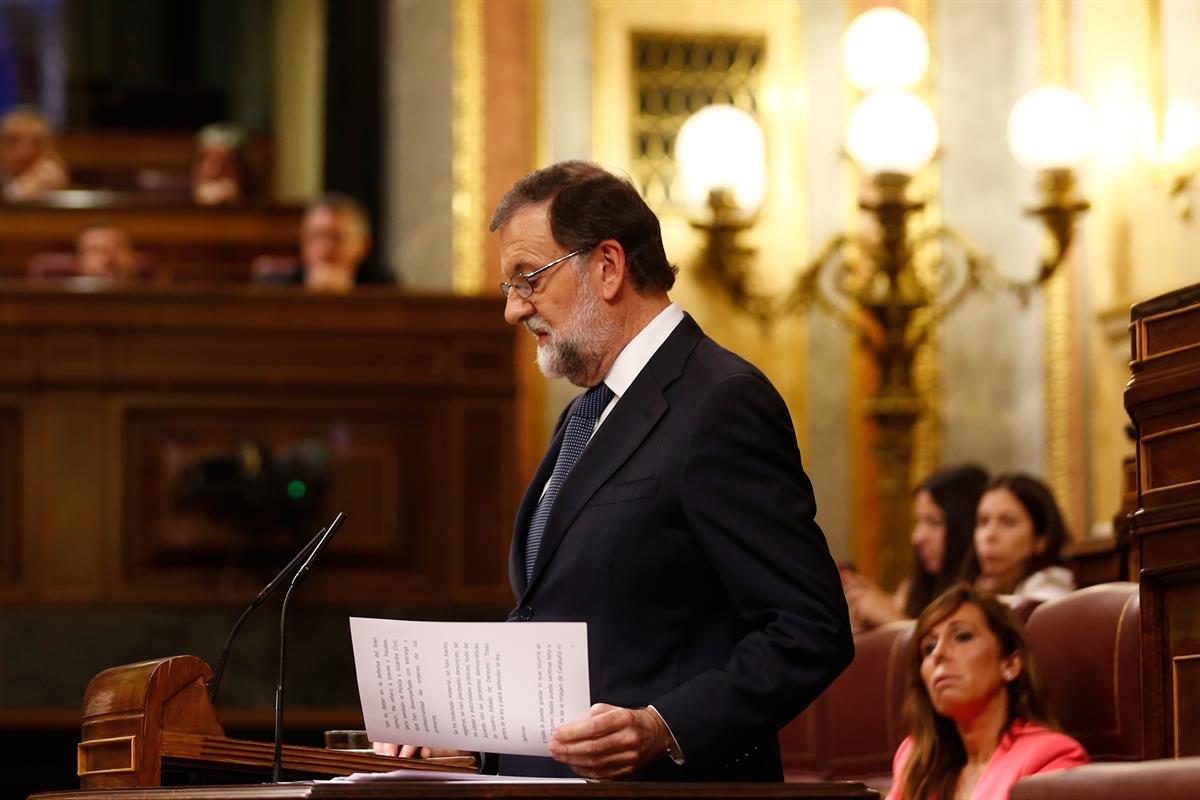 11/10/2017. Rajoy comparece en el Congreso de los Diputados. El presidente del Gobierno, Mariano Rajoy, comparece en el Congreso de los Dipu...