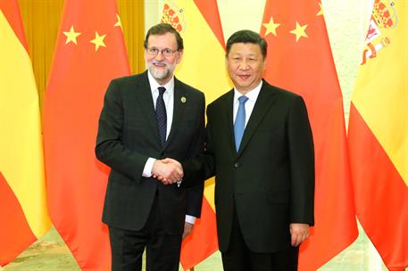 13/05/2017. Viaje de Mariano Rajoy a la República Popular de China. El presidente del Gobierno, Mariano Rajoy, saluda al presidente de la Re...
