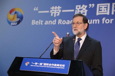 15/05/2017. Viaje de Mariano Rajoy a la República Popular de China. El presidente del Gobierno, Mariano Rajoy, durante la conferencia de pre...