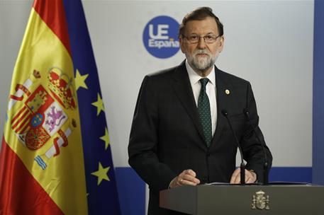 15/12/2017. Rajoy asiste al Consejo Europeo. El presidente del Gobierno, Mariano Rajoy, durante la rueda de prensa ofrecida al término del C...