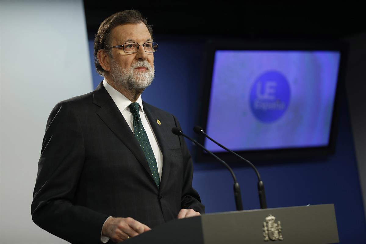 15/12/2017. Rajoy asiste al Consejo Europeo. El presidente del Gobierno, Mariano Rajoy, durante la rueda de prensa ofrecida al término del C...