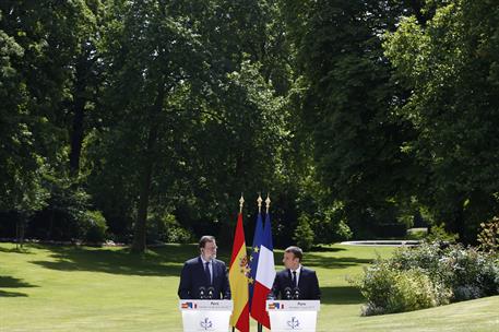 16/06/2017. Mariano Rajoy se reúne con el presidente francés Emmanuel Macron. El presidente del Gobierno, Mariano Rajoy, y el presidente fra...