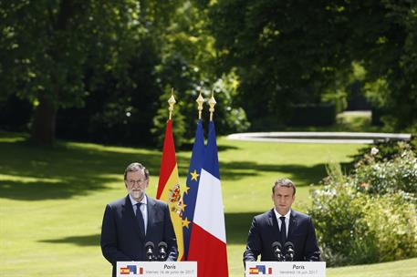 16/06/2017. Mariano Rajoy se reúne con el presidente francés Emmanuel Macron. El presidente del Gobierno, Mariano Rajoy, y el presidente fra...